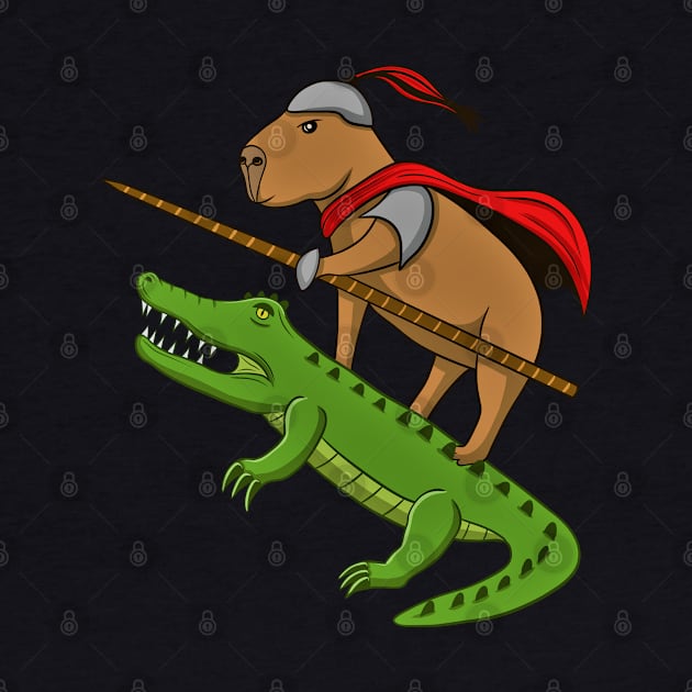 Cute Capybara Knight with Crocodile by micho2591